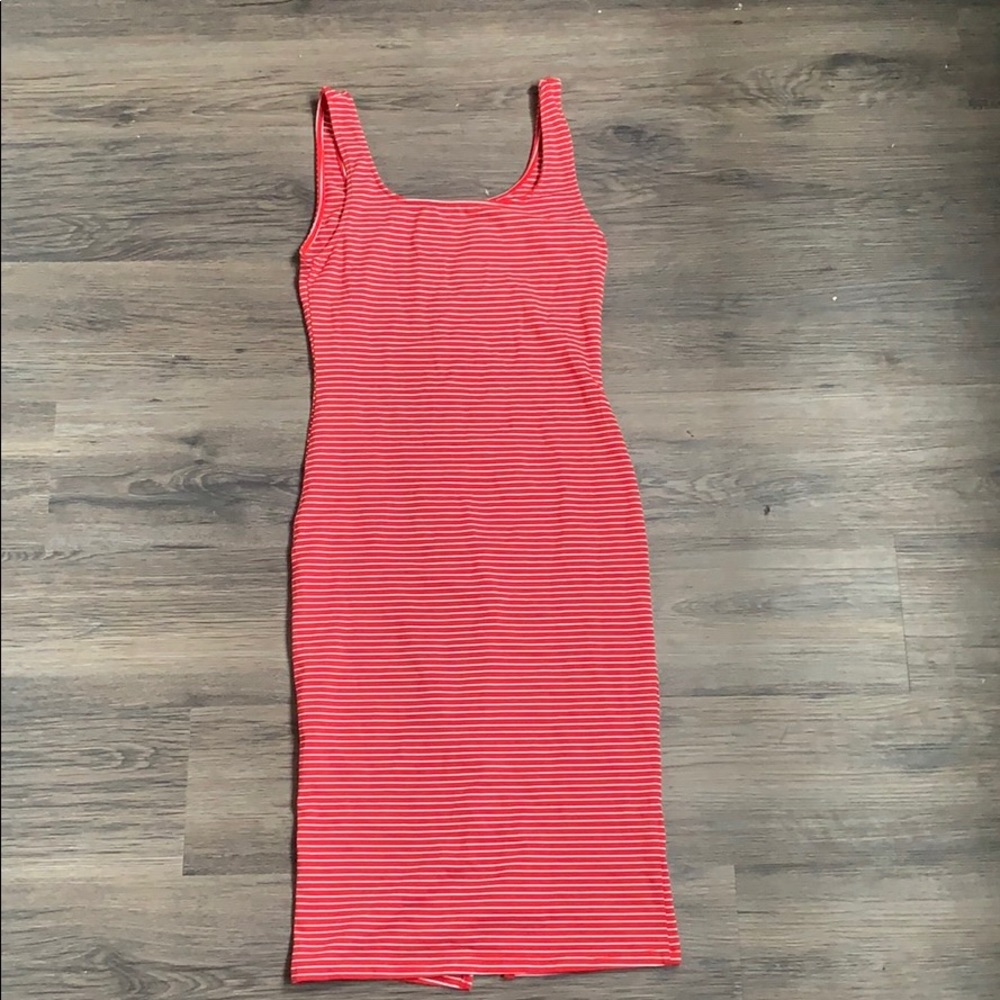Red and white striped dress